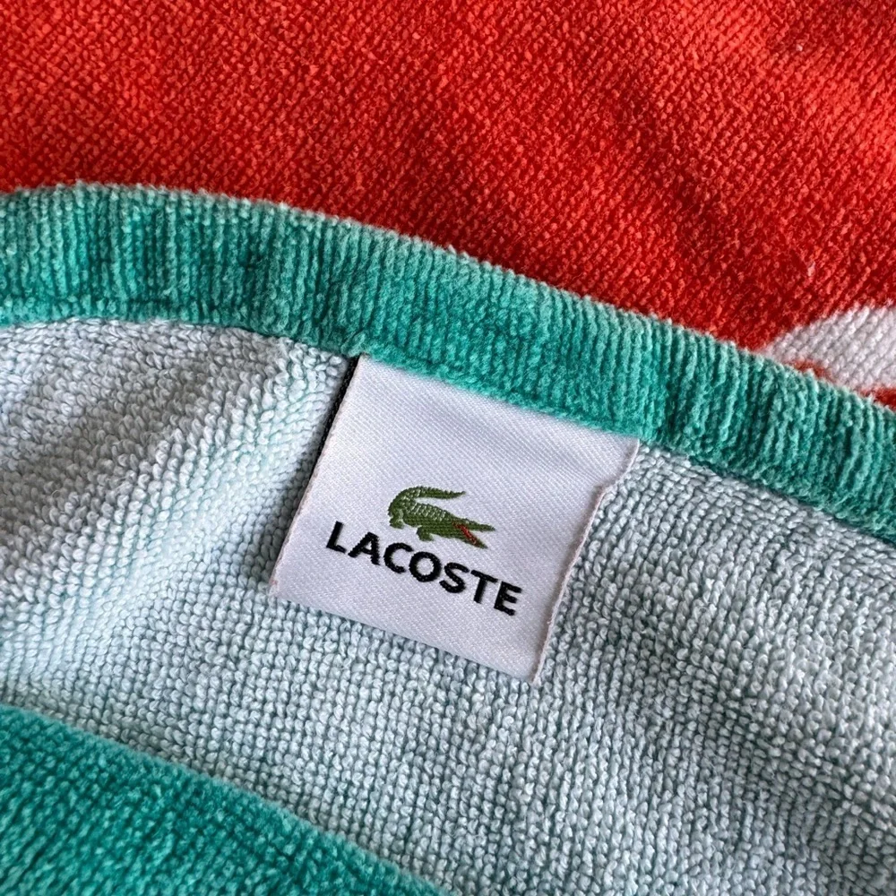 Lacoste Beach Towels Set of Two 100% Cotton Teal and Orange 67x36